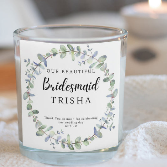Personalised Bridesmaid Glass Jar Candle