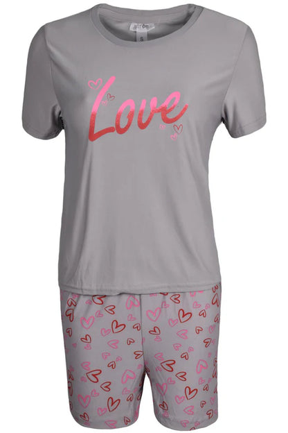 Ladies Short Sleeve Top Short Pajama Set - Pyjama Set