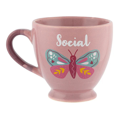 Pink Social Butterfly Footed Mug