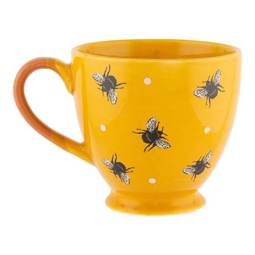 Yellow Bee Print Footed Mug