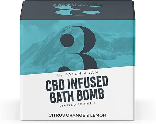 Patch Adam CBD Infused Bath Bomb - 100mg |Orange & Lemon Scented, contains Argan Oil, Avocado Oil, Rosehip Oil and Aromatic Salts