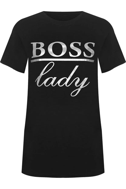 Boss Lady Print Short Sleeve T-Shirt Top