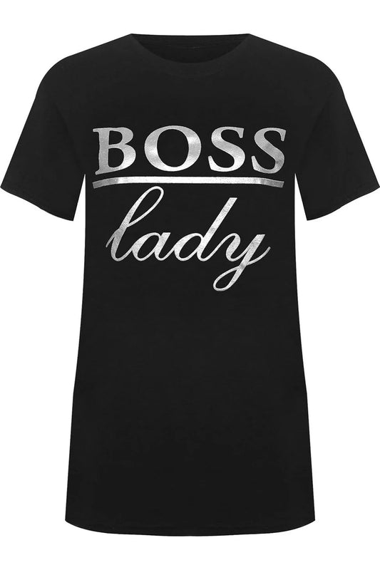 Boss Lady Print Short Sleeve T-Shirt Top