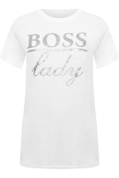 Boss Lady Print Short Sleeve T-Shirt Top