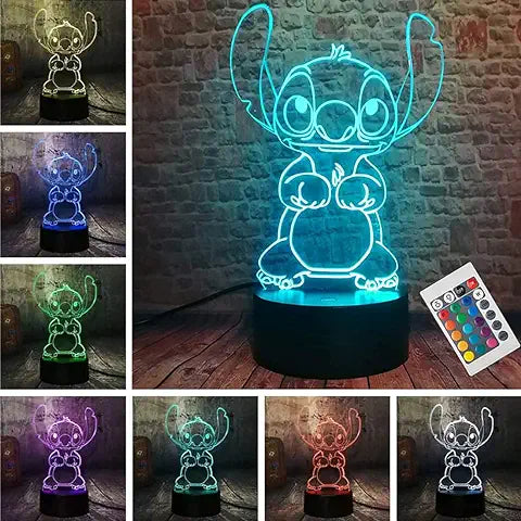 Stitch Night Lights - 3D LED Intelligent Remote Control 16-Color