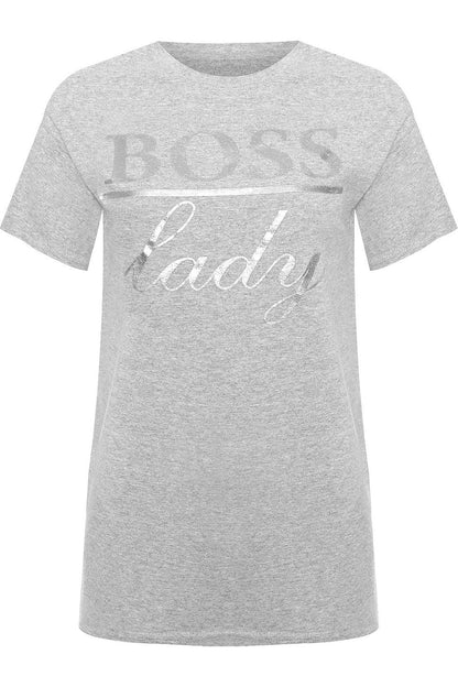 Boss Lady Print Short Sleeve T-Shirt Top