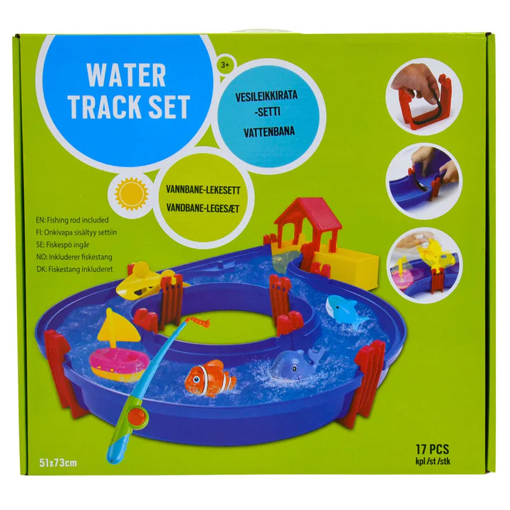 Water Track Set 17 Piece Outdoor Play With Boat Fish Rod
