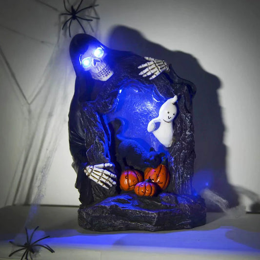 Light Up Halloween Decoration Grim Reaper Skeleton & Ghost