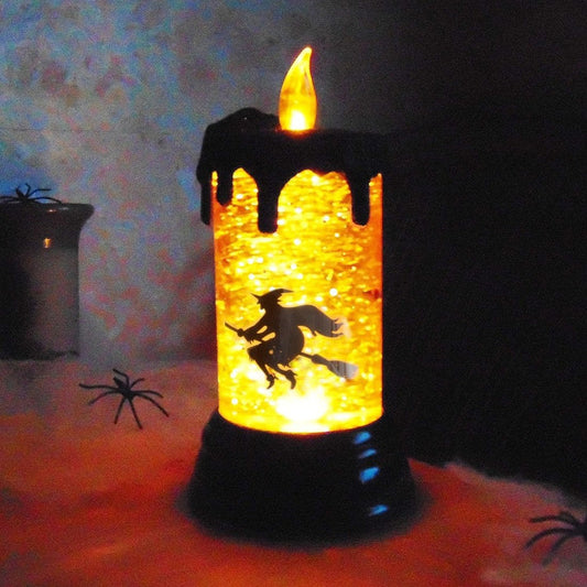 Light Up Glitter Water Halloween Decoration - Witch Candle