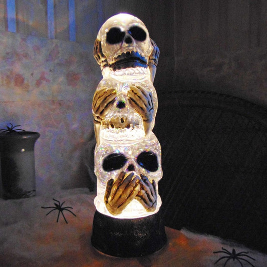 Light Up Glitter Water Halloween Decoration - Skull Stack