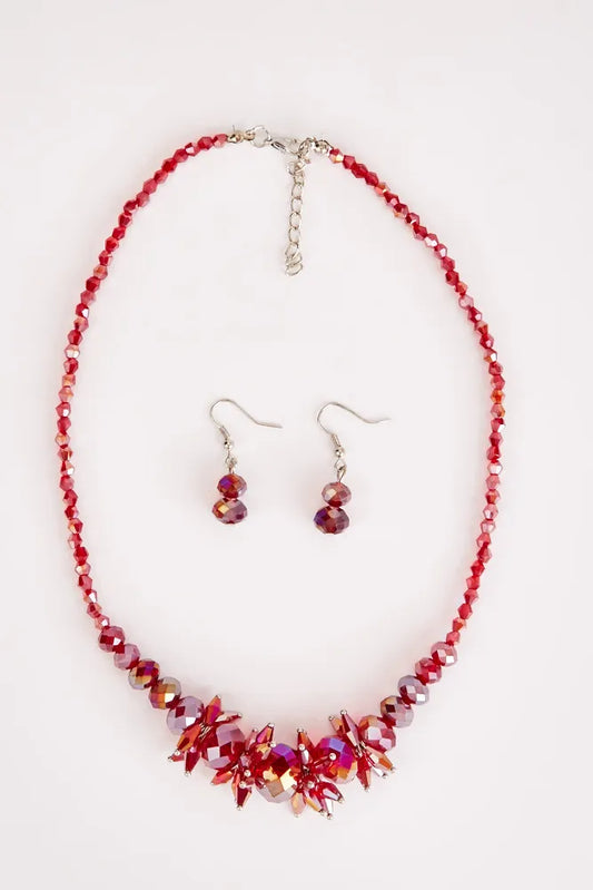 Beaded Necklace And Drop Earrings Set
