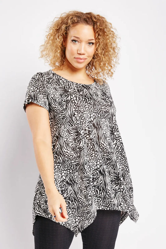 Monochrome Printed Asymmetric Top